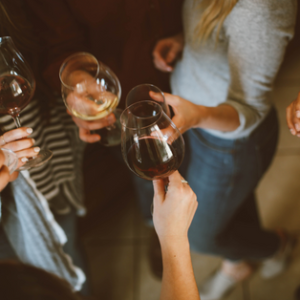 Girls drinking wine